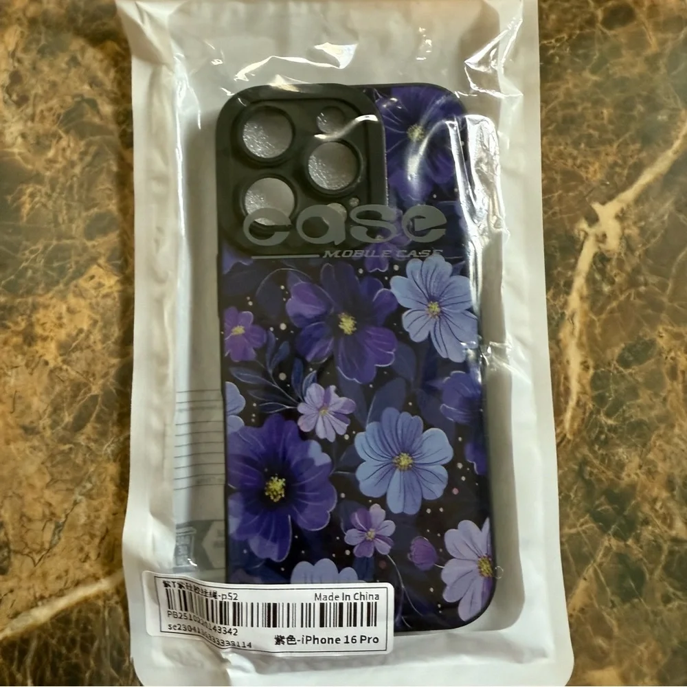 Phone Case Apple iPhone 16 Pro Case (4) Pack Purple Black Colorful Floral Hearts